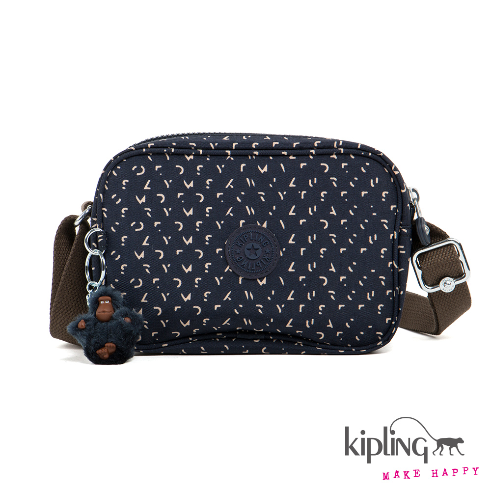 Kipling 斜背包 靛藍棉點印花