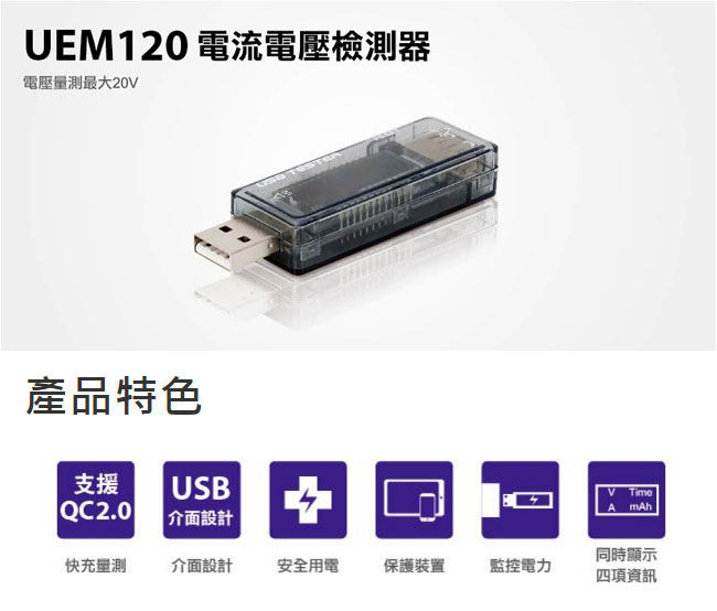 Uptech UEM120 電流電壓檢測器