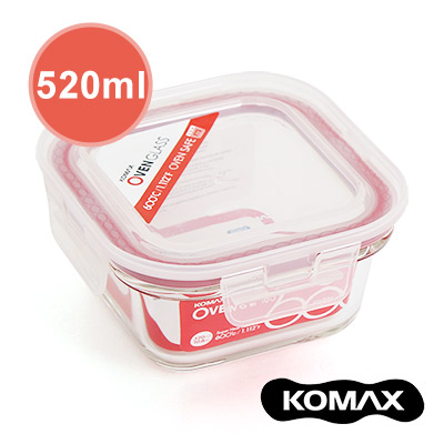 韓國KOMAX 耐熱玻璃保鮮盒-方型(520ml)