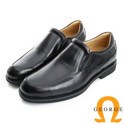 GEORGE 喬治-避震系列 真皮直套式紳士鞋皮鞋(男)-黑色