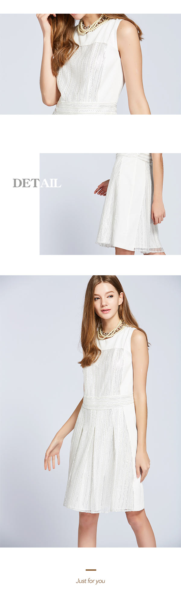 JESSICA - 優雅立體線條修身洋裝（白）