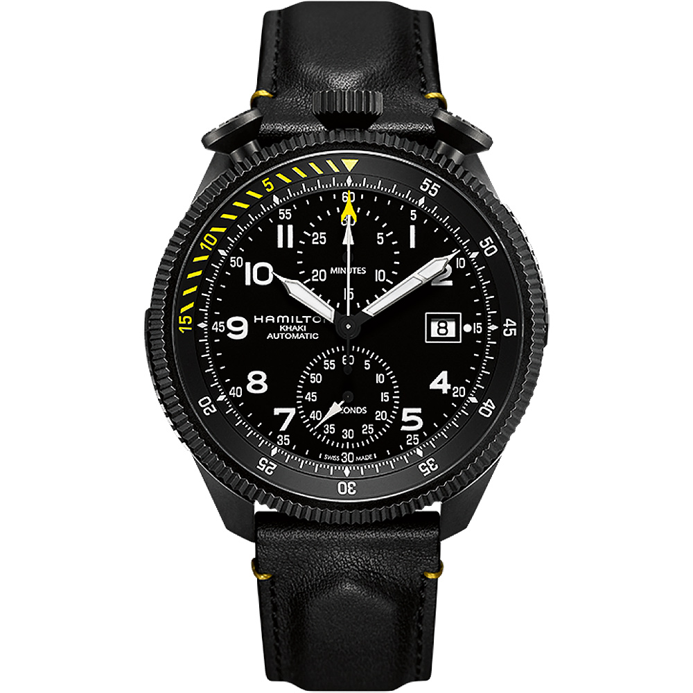 Hamilton KHAKI AVIATION 限量飛行員機械腕錶-黑/46mm
