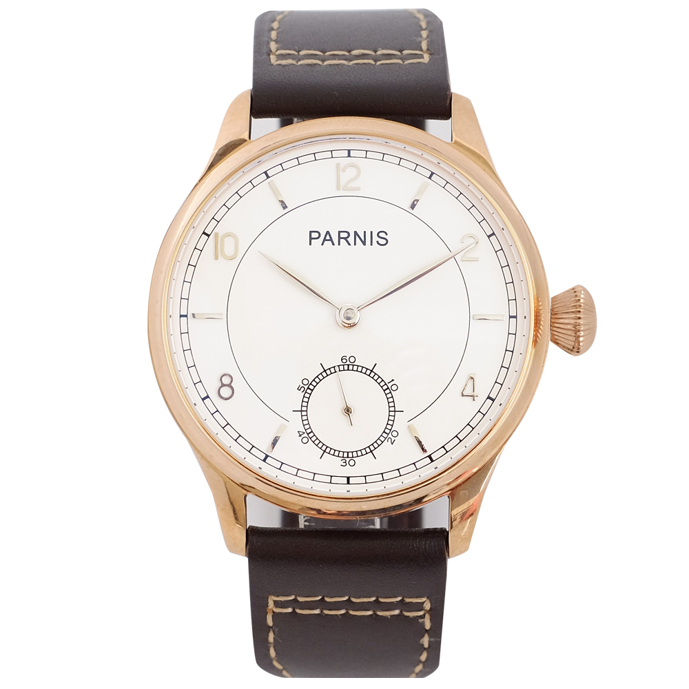 PARNIS 手動上鍊經典機械錶 PA3114 玫瑰金 後鏤空 /42mm