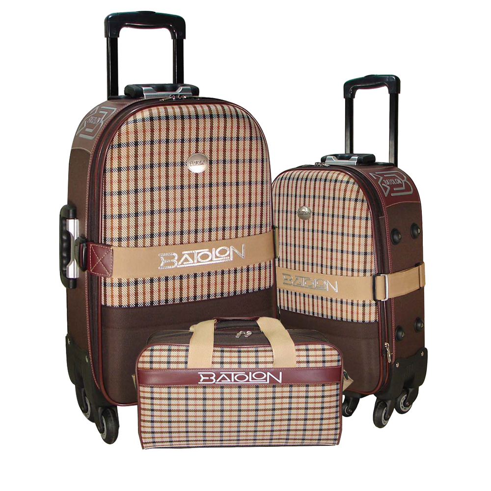 【BATOLON寶龍】25+29吋+旅行袋/旗艦組-格紋風尚旅行拉桿箱〈咖啡〉