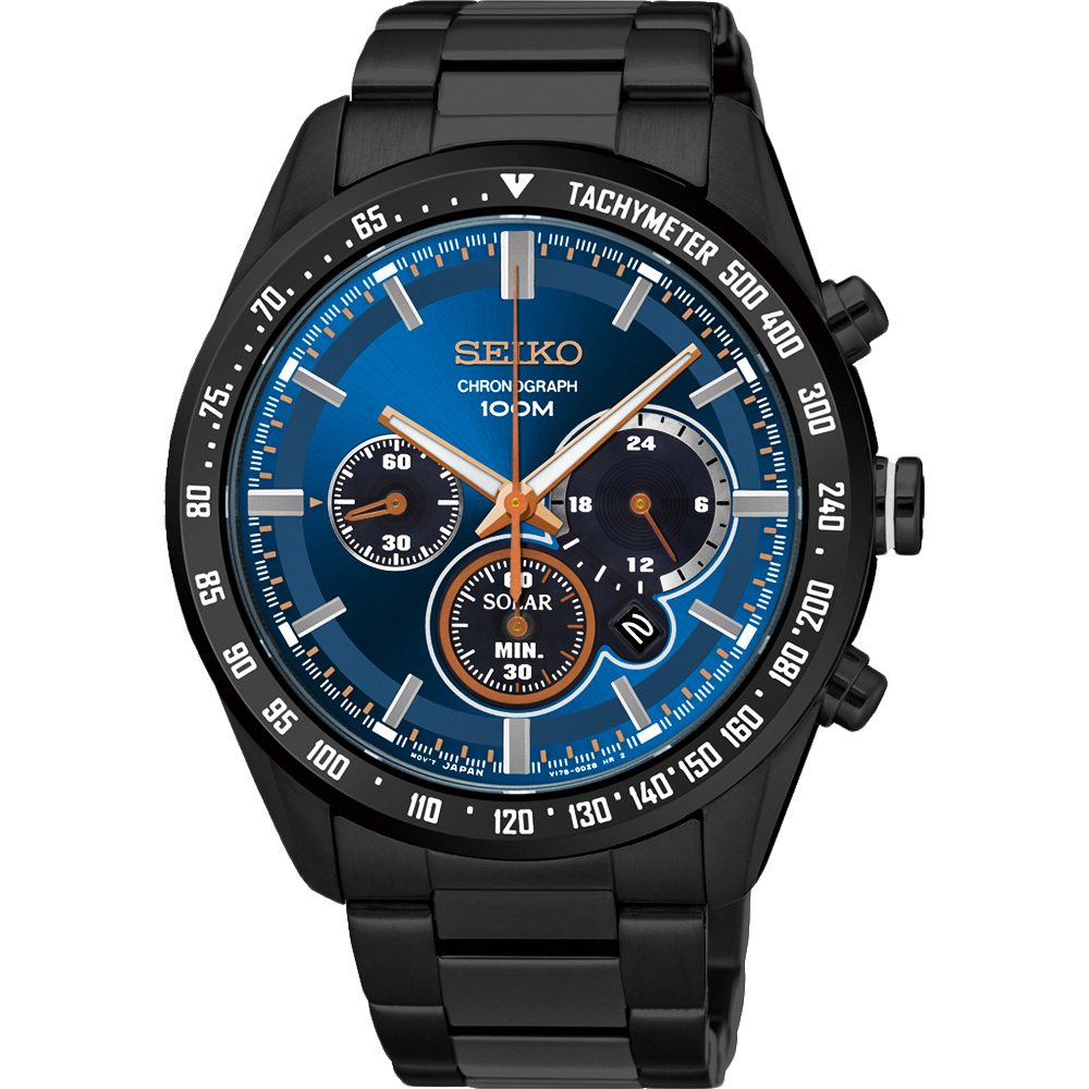 SEIKO Criteria 極速風暴太陽能計時碼錶(SSC471P1)-藍x黑/42mm