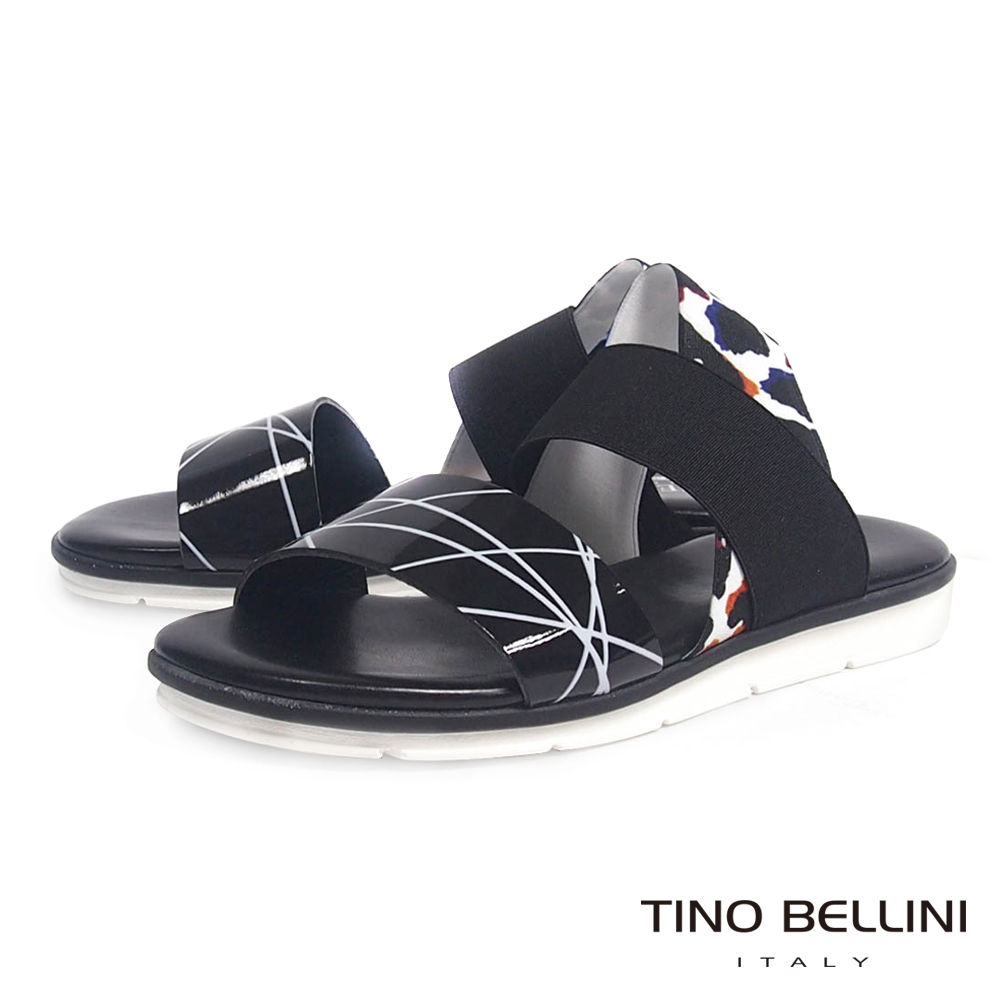 Tino Bellini 義大利進口抽象美學平底涼鞋_黑