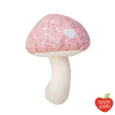 美國 Apple Park 有機棉 蘑菇搖鈴啃咬玩具 - 粉紅花瓣