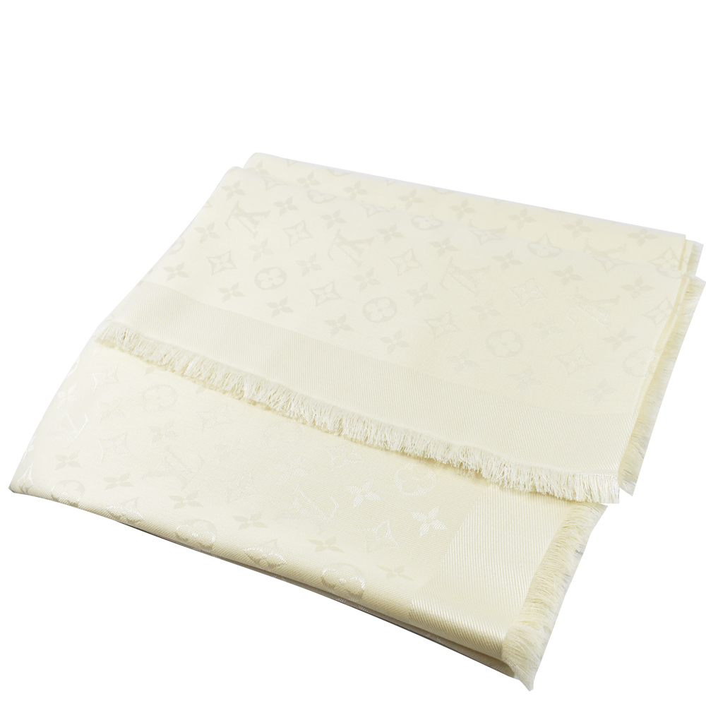 LV M71330 MONOGRAM花紋大方巾圍巾(白)