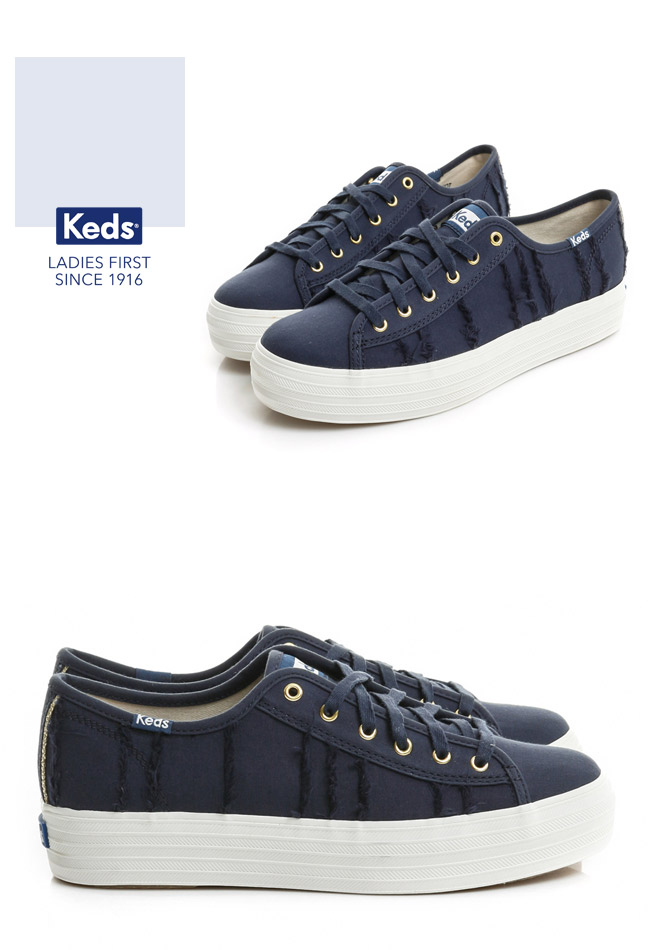 Keds TRIPLE KICK 綁帶休閒鞋-靛藍