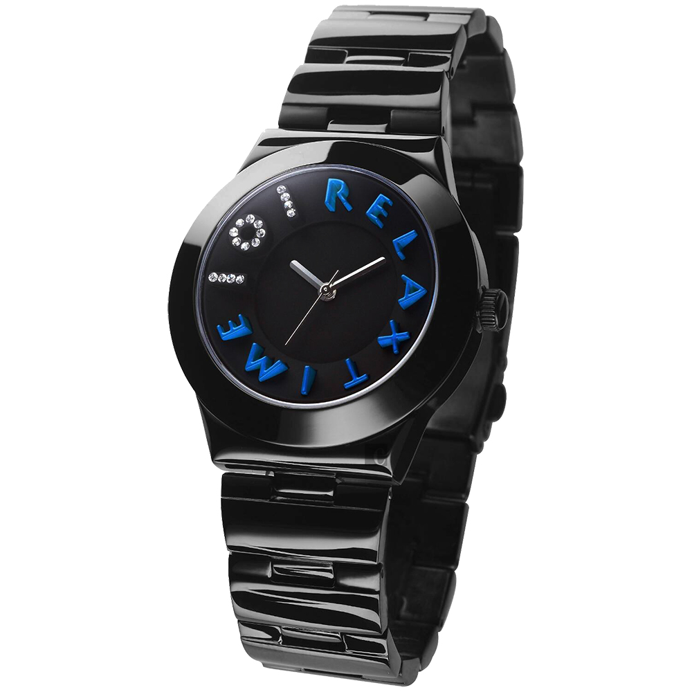 RELAX TIME 101獨家設計品牌手錶-IP黑x藍時標/38mm