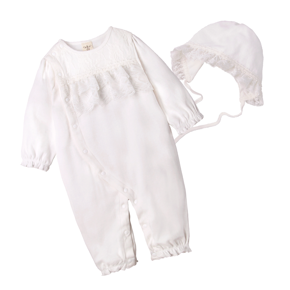 baby童衣 嬰兒連身包屁衣 純棉長袖蕾絲睡袋+嬰兒帽 50785 product image 1