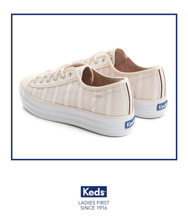 Keds TRIPLE KICK 透氣網布厚底休閒鞋-粉紅