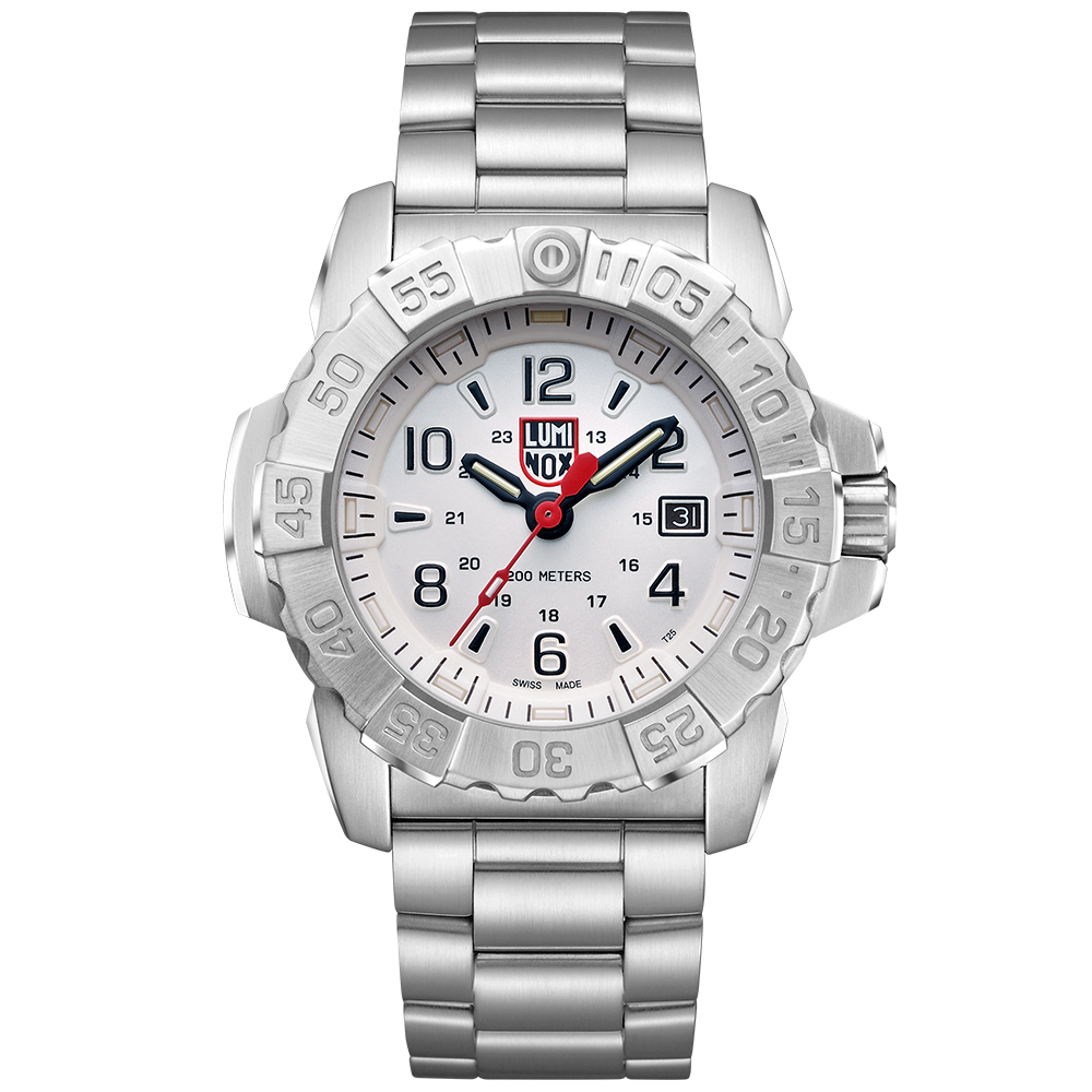 LUMINOX 雷明時NAVY SEAL STEEL 3250全新海豹2代鋼鏈腕錶-白武士