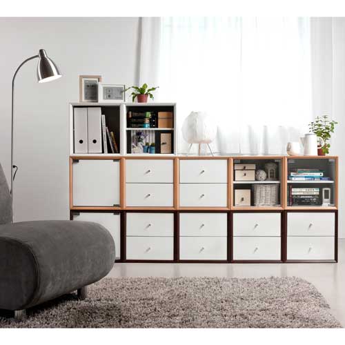 魔術方塊36系統收納櫃/二抽櫃-胡桃色