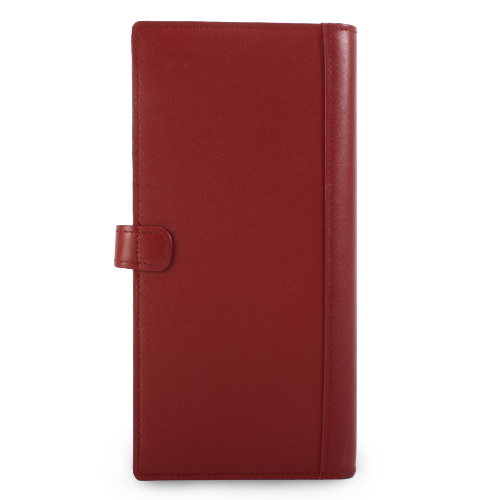 BURBERRY年度限量素面皮革長型穿扣手帳冊-軍紅色