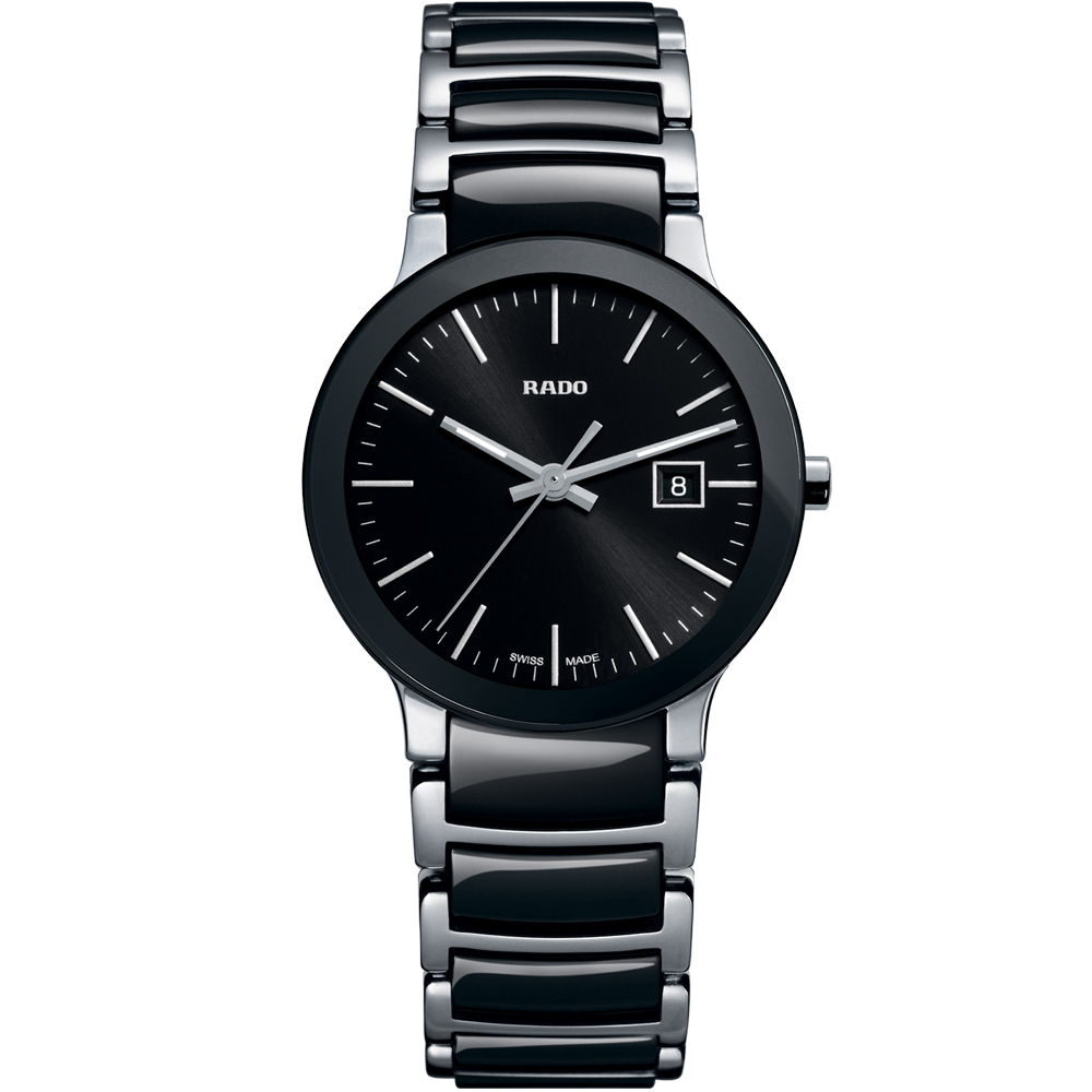 RADO 雷達錶 官方授權(R02) Centrix 晶萃系列女用時尚腕錶-銀+黑/28mm