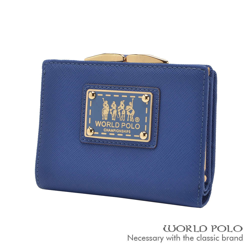WORLD POLO-深色誘惑系列多卡釦式零錢短夾-藍色 WP18-00105
