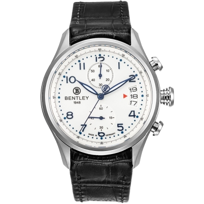 BENTLEY 賓利 AVIATOR系列 遨翔菁英計時手錶-白x黑/43mm