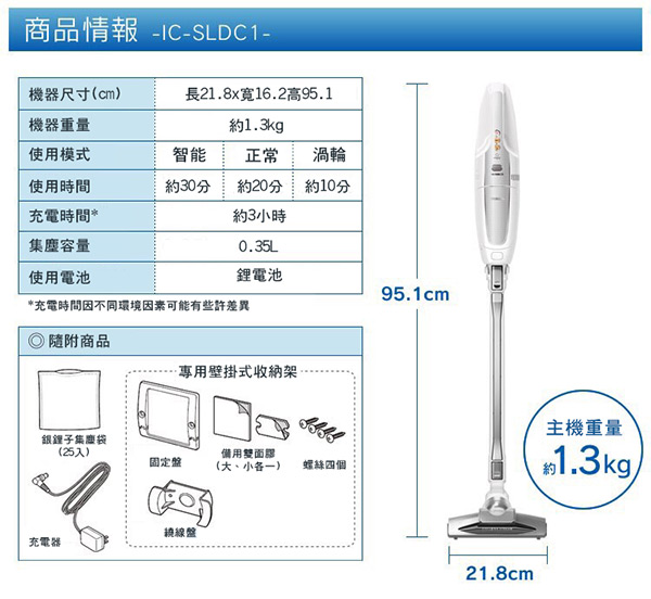 日本IRIS 氣旋直立式無線吸塵器 IC-SLDC1 (公司貨)