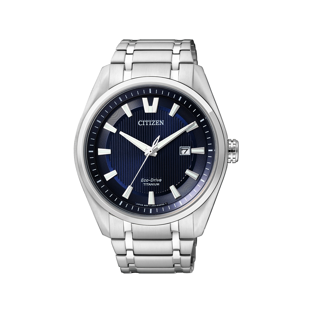 CITIZEN Eco-Drive 超級鈦時尚光動能腕錶(AW1241-54L)-藍/43mm