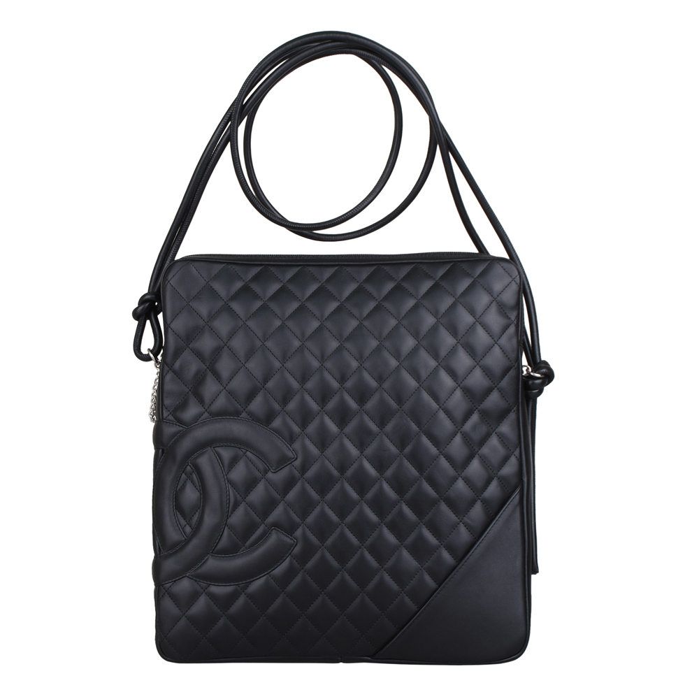 CHANEL 經典康朋系列方形斜背包(大/黑,黑)-展示品