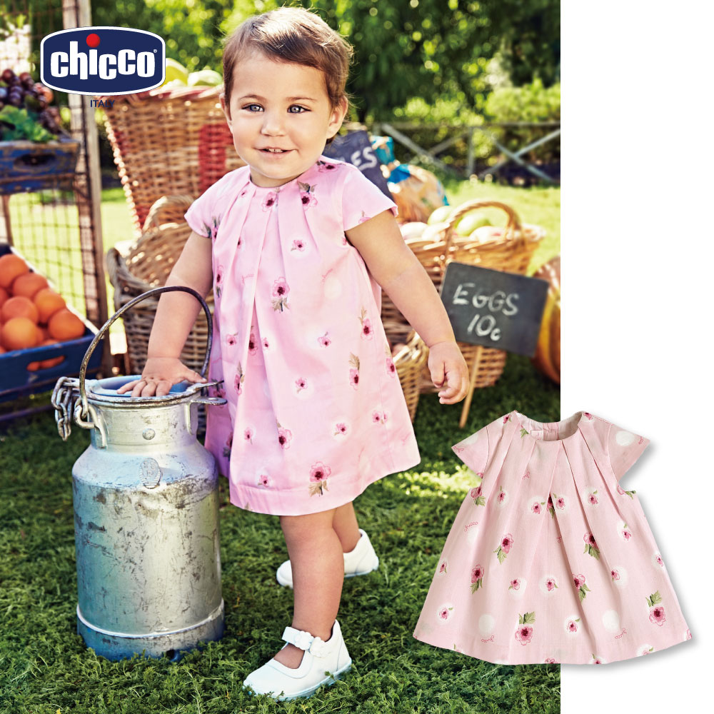 chicco-玫瑰庭園滿版玫瑰短袖洋裝(1-2歲)