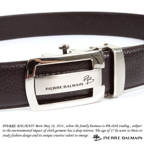 PB 皮爾帕門-經典方橢框中橫Logo款-頭層牛皮自動扣皮帶-701-咖