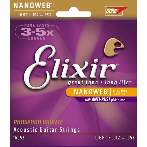 Elixir EXXF-16052 Nanoweb 磷青銅民謠吉他套弦