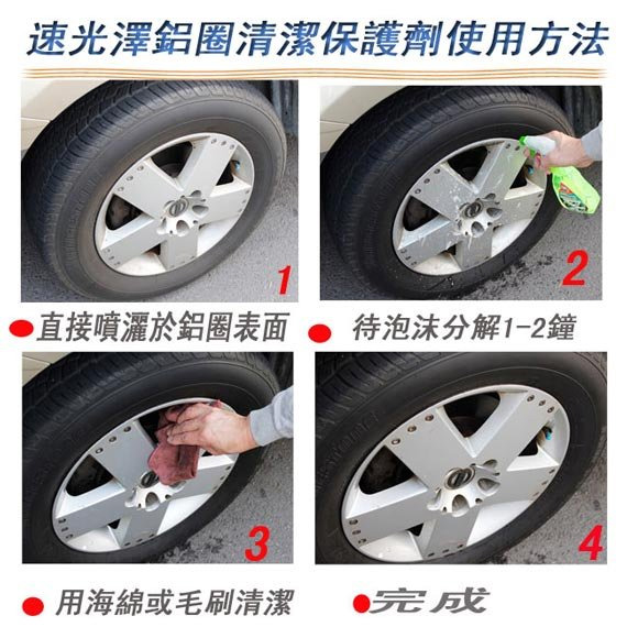 輪胎清潔亮光組合(速光澤鋁圈+輪胎活化亮光+海綿洗車刷)