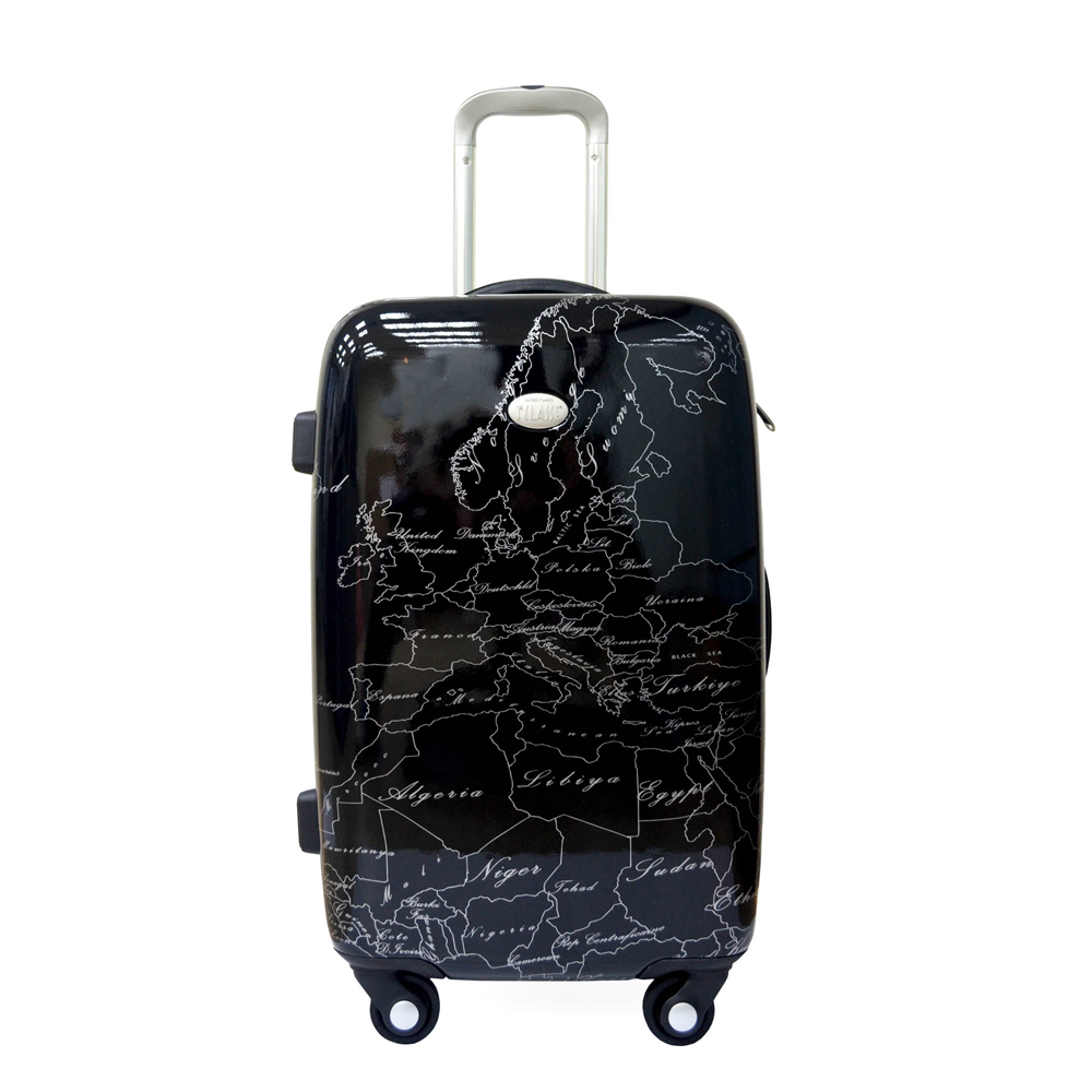 Alviero Martini 義大利地圖包 旅行硬殼行李箱 24吋60cm-地圖黑