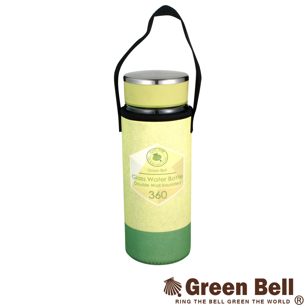 GREEN BELL綠貝晶鑽雙層玻璃水瓶360ml(綠)