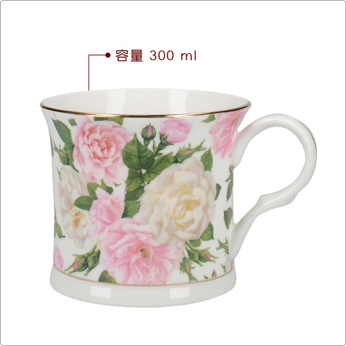 《CreativeTops》金邊骨瓷馬克杯(牡丹花300ml)