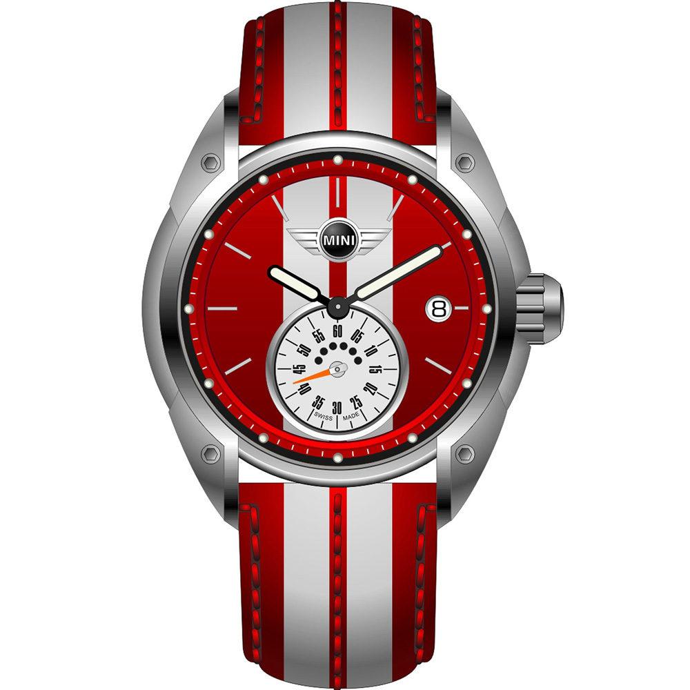 MINI Swiss Watches  經典賽車風格腕錶-紅/45mm