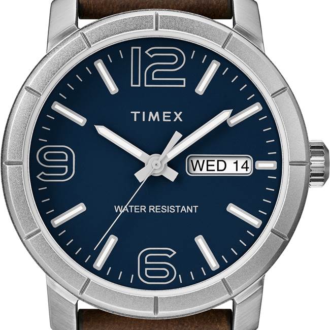 TIMEX 天美時 風格系列 經典潮流大數字手錶 藍x深咖啡色/44mm