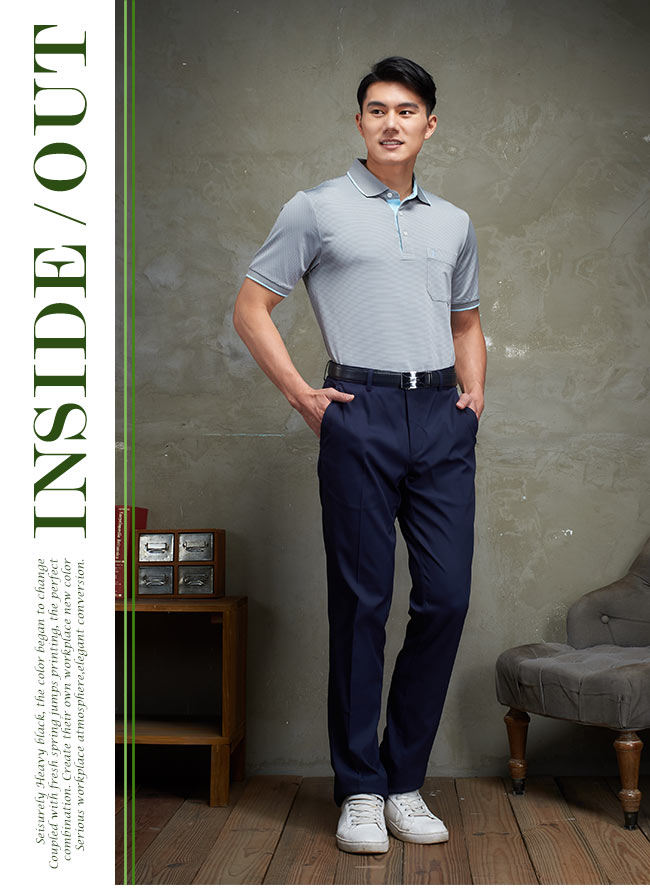 JOHN DUKE 經典休閒橫條紋POLO衫_灰色(69-7V3501)