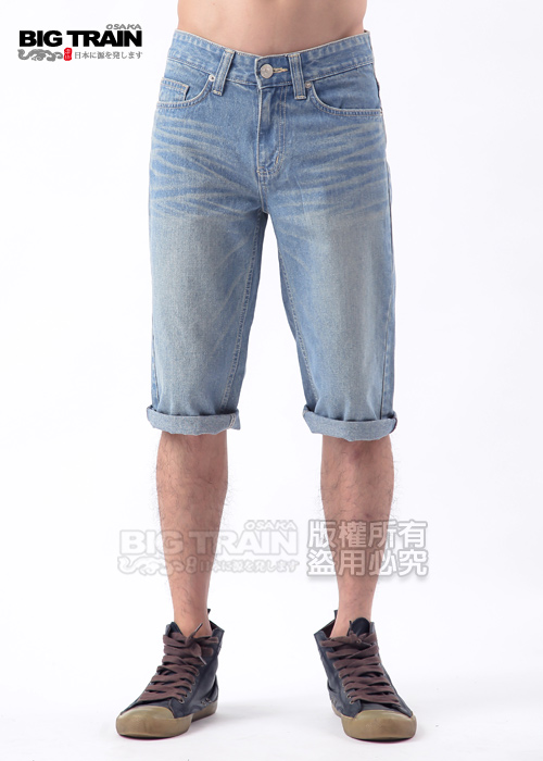 BIG TRAIN 基本款牛仔短褲-男-淺藍