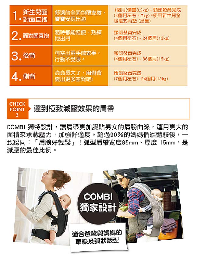 Combi JOIN 減壓型背巾(冰霜灰)