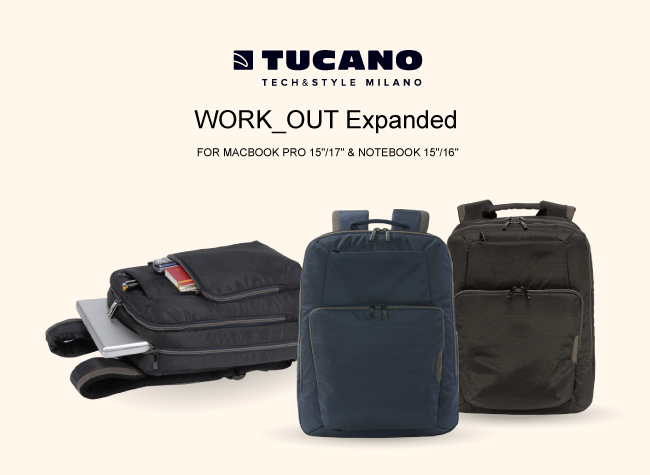 TUCANO WORK_OUT Expanded 17吋多功能防震後背包-黑