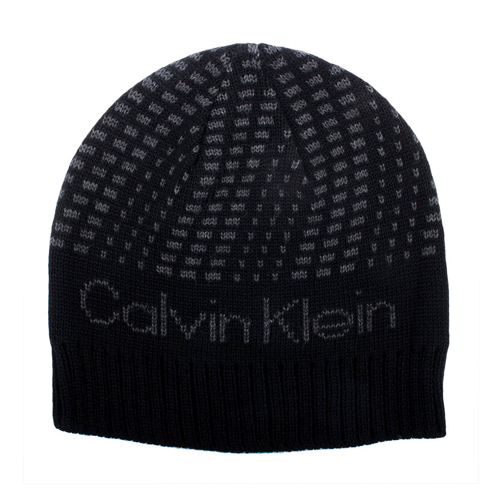 Calvin Klein CK 極線動感個性LOGO針織毛帽-黑色