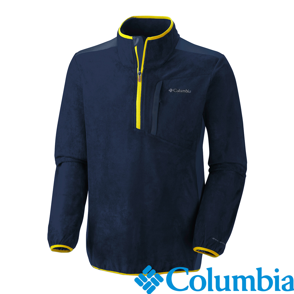 Columbia哥倫比亞-半開襟保暖快排上衣-男-深藍色-UAO60760NY