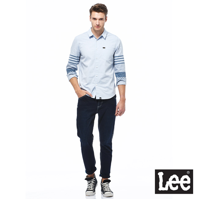 Lee 休閒長袖襯衫-男款-藍