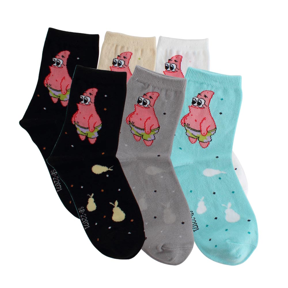 Spongebob海綿寶寶-派大星歡呼棉質童襪6入(21-24cm)