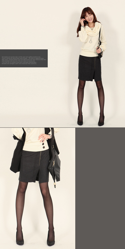 【N.C21】時尚拉鍊裝飾OL款短窄裙 (共三色)