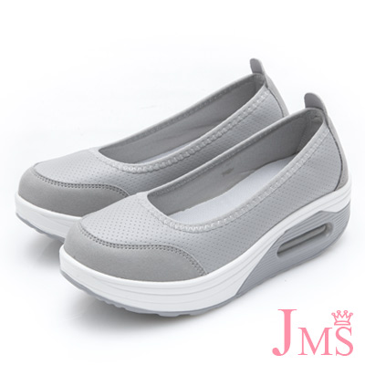 JMS-休閒舒適柔軟輕量厚底懶人鞋-個性灰