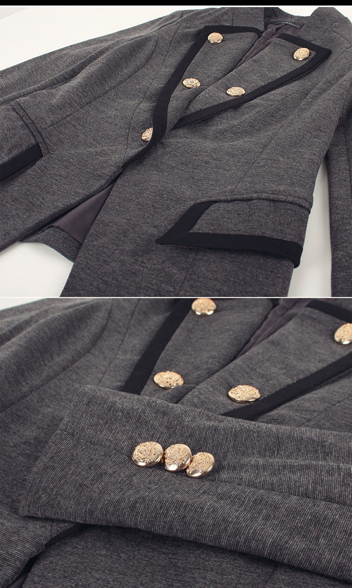 【N.C21】華麗宮廷風排釦西裝外套 (深灰色)