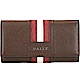 BALLY TALTOS 經典紅白條紋防刮皮革鑰匙包(棕色) product thumbnail 1