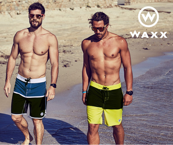 WAXX熱浪系列-藍色風暴拼接快乾型男衝浪褲(18英吋)