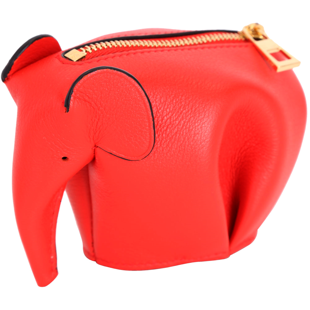 LOEWE Animales Elephant 立體大象造型拉鍊零錢包(亮紅色)