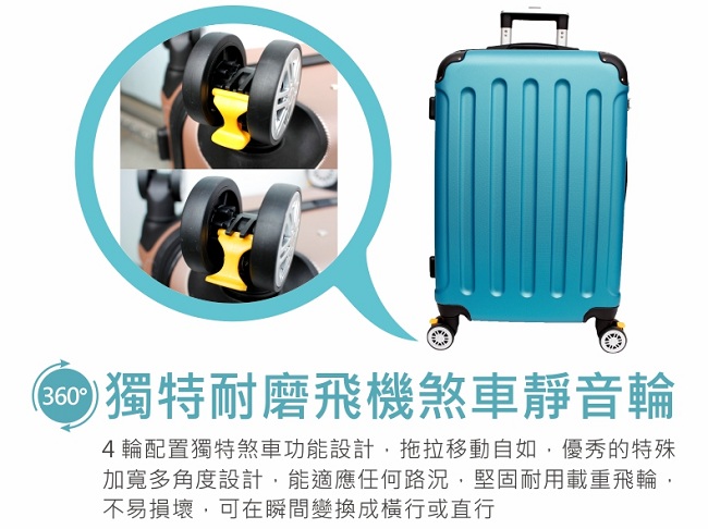 YC Eason 西雅圖20吋海關鎖款ABS行李箱 藍色