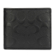 COACH 防刮皮革經典C LOGO壓紋8卡短夾(附可拆式證件夾)-黑色 product thumbnail 1